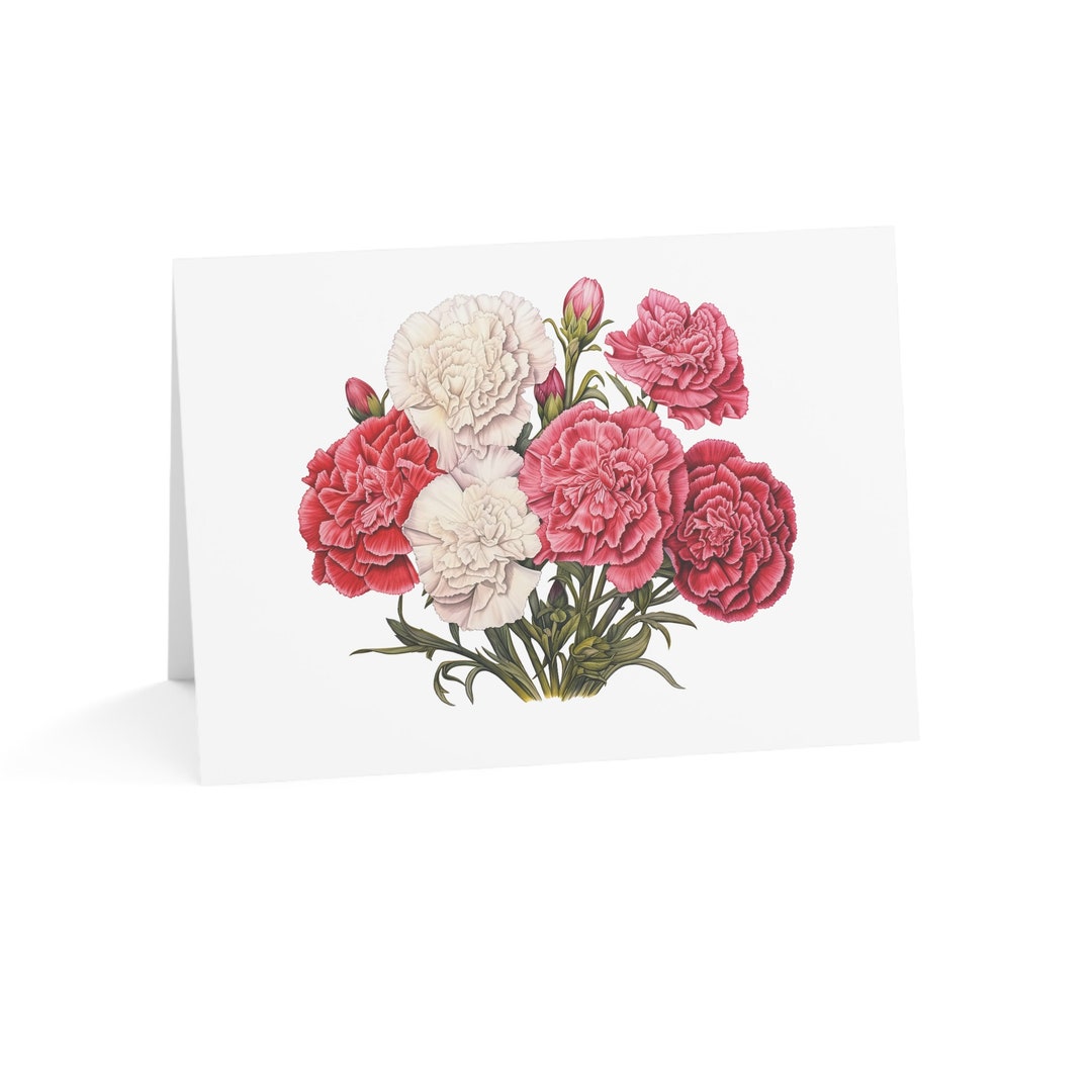 Carnation Birth Month Greeting Card January Floral Greetings Etsy