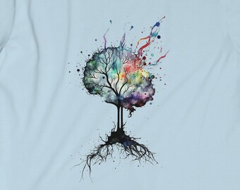 Watercolor Brain Art Unisex Softstyle T-Shirt, 100% Cotton