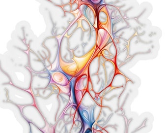 Neuron Stickers, Stylized Human Brain Neuron Stickers