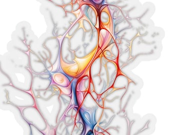 Pegatinas de neuronas, pegatinas estilizadas de neuronas del cerebro humano