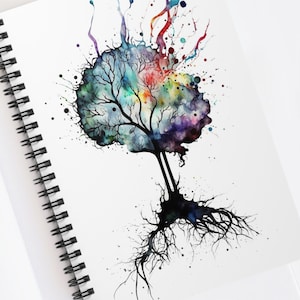 Watercolor Brain Neuron Spiral Notebook, Notebook for Neuroscience Lovers