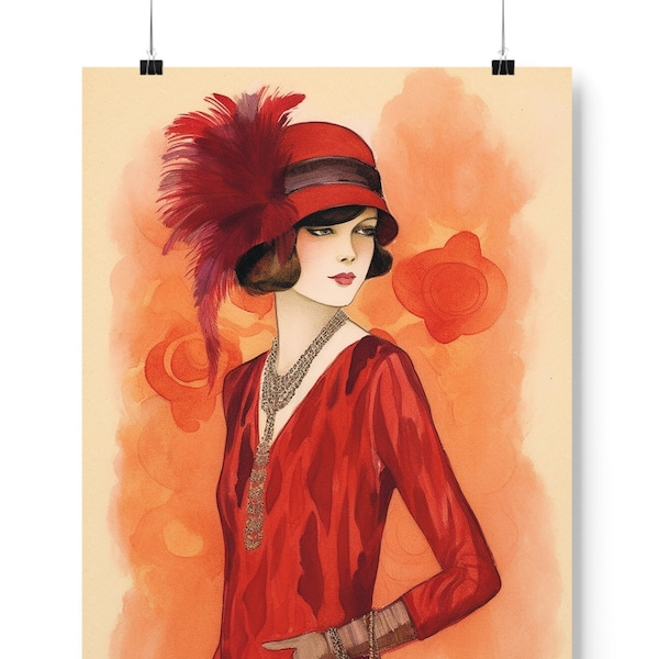 1920s Fashion Digital Download, Roaring'20s Womenswear Watercolor Print, Flapper Dress, Digital Download