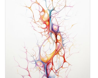 Brain Neurons Wall Art Digital Download, Brain Art, Stylized Neurons Print, Science Wall Art, Neuroscience Art, Digital Download