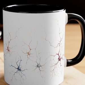 Watercolor Neurons Mug, Brain Coffee Mug, Brain Neurons Coffee Tea Cup, Brain Mug