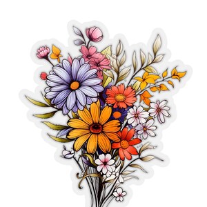 Wildflowers Sticker, Colorful Wildflowers Bunch Sticker, Floral Stickers