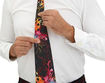 Watercolor Neurons Necktie, Neuroscience Necktie, Brain Necktie, Science Necktie