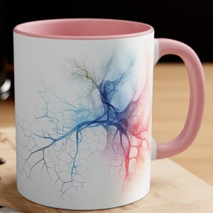 Neurons Accent Coffee Mug, Neurons Coffee Tea Cup, Brain Coffee Mug, Brain Mug