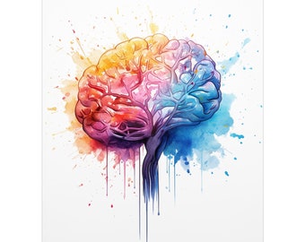Abstract Brain Art Digital Download, Watercolor Science Art, Human Brain Neurons Wall Art, Brain Art, Neuroscience Art, Digital Download
