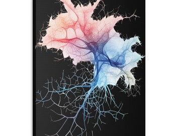 Neurons Wall Art Canvas, Brain Wall Art, Stylized Neuron Wall Art