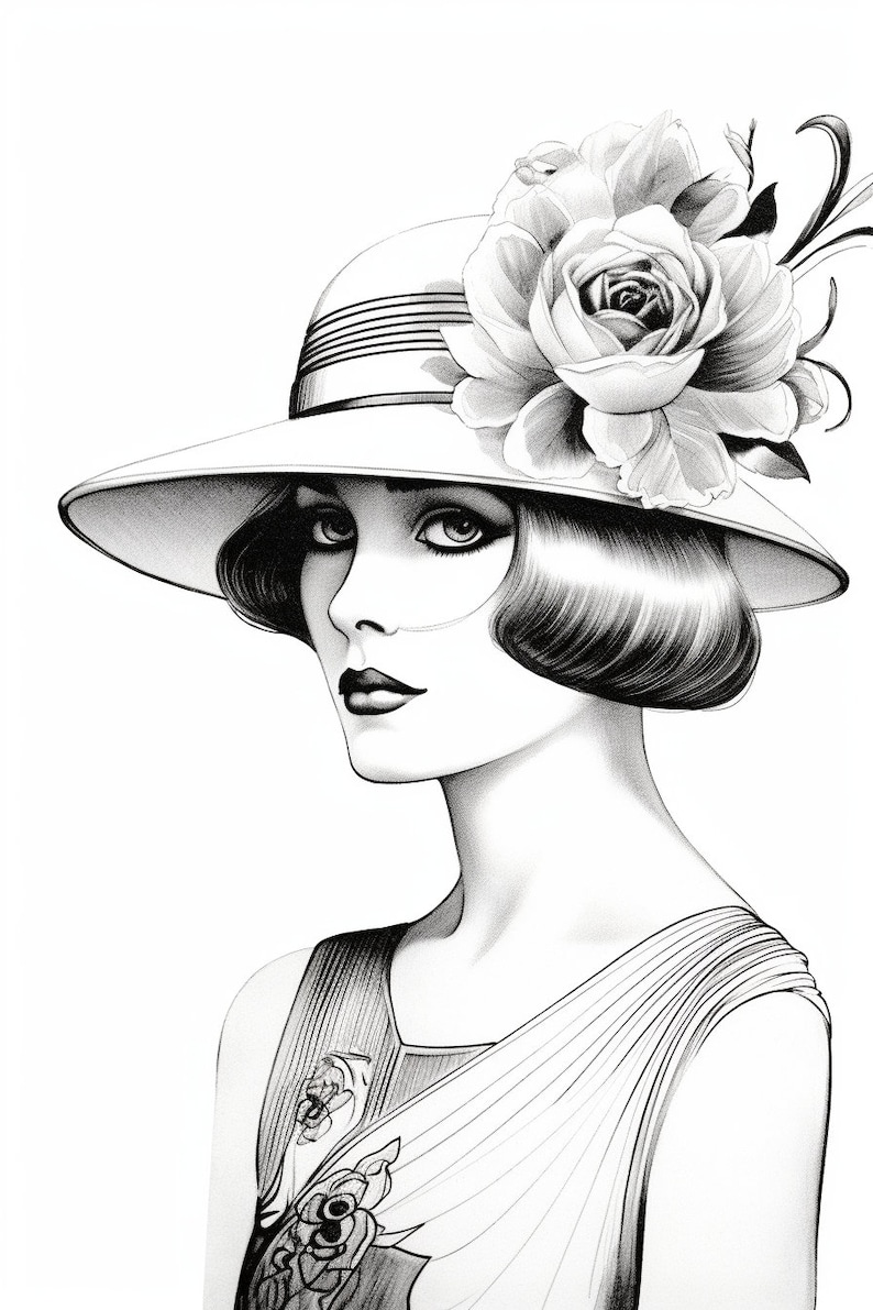 1920s Fashion Coloring Book: Roaring'20s Womenswear, Digital Download