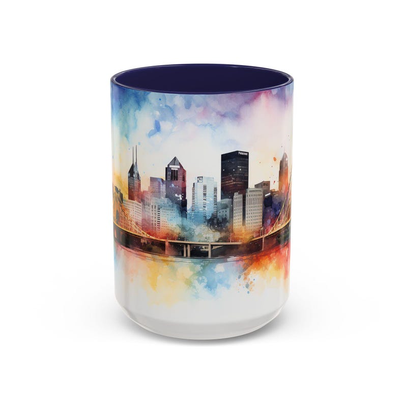Pittsburgh Watercolor Accent Coffee Mug, Pittsburgh Coffee Tea Cup, Steelers Coffee Mug, Watercolor Mug image 3
