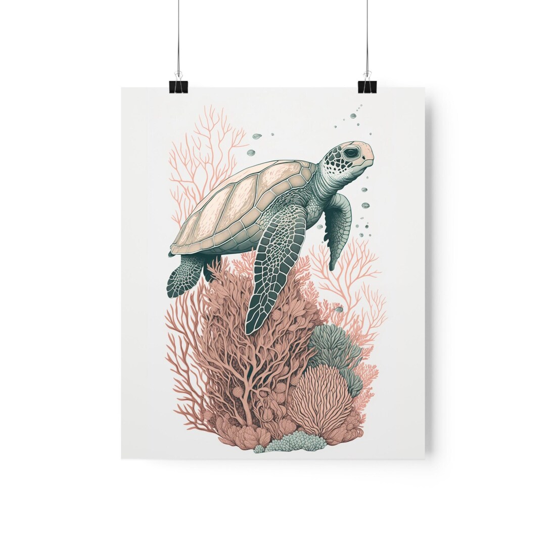 Sea Turtle Wall Art Print, Turtle Wall Art Print, Kids Room Wall Art ...