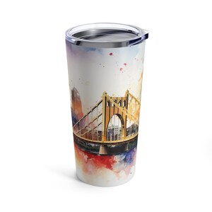 Pittsburgh Tumbler, Stainless Steel Pittsburgh City Tumbler, Pittsburgh Steel City Travel Mug, 20oz