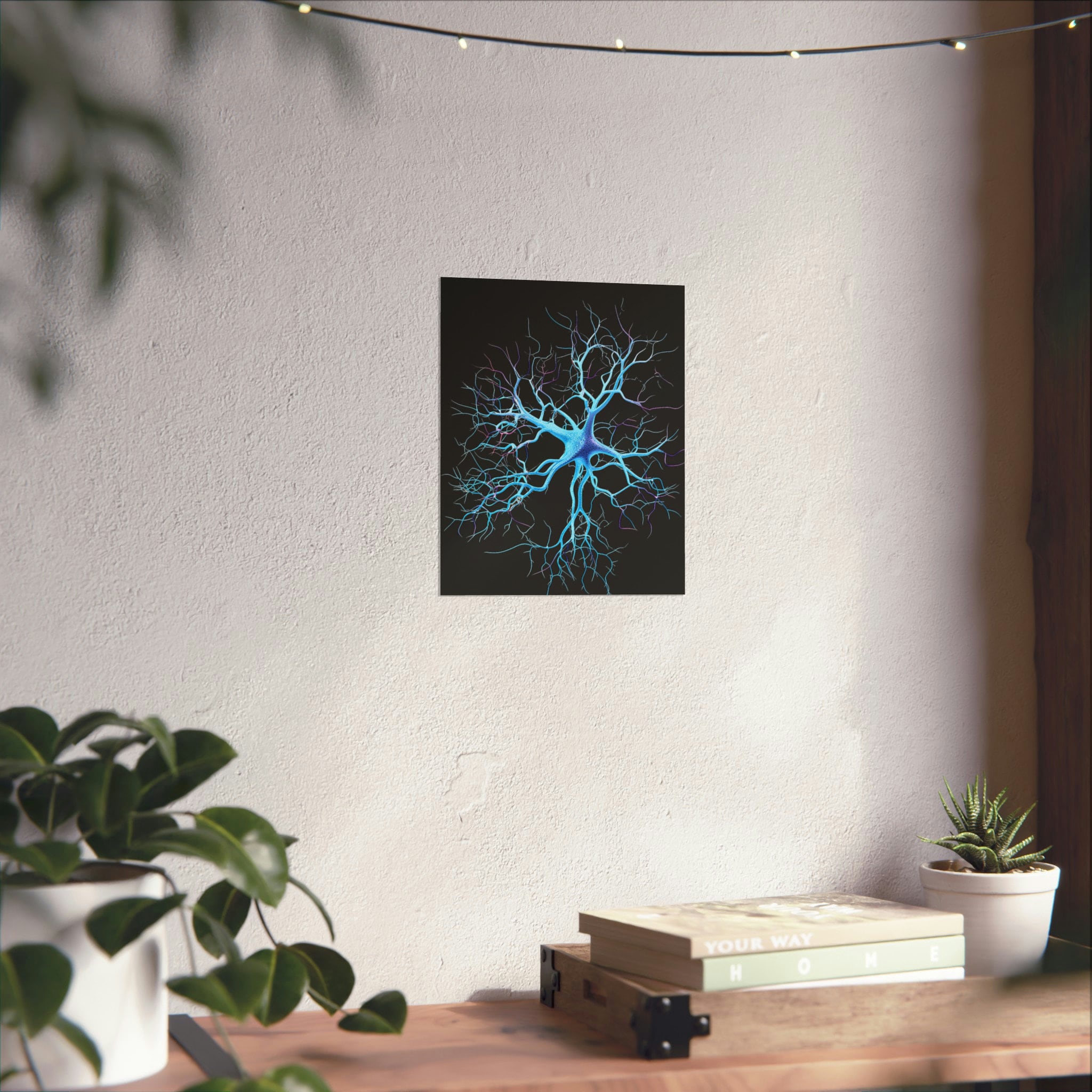 Neur Mural Neuron Wall Art Print, Stylized Neuron Art Print, Brain Art Print ...