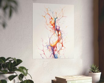 Brain Neurons Wall Art Print, Stylized Neurons Art Print, Brain Art Print, Science Print, Human Brain Neuron Print, Premium Matte Poster