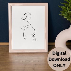Pregnancy line art, Pregnant downloadable Print, Minimalist naked women prints, Baby Shower Wall Art Present, sexy women body line art print