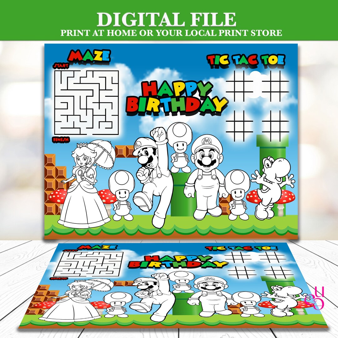 Mario Activity Sheet Etsy