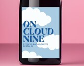 Custom Bachelorette Wine Label - On Cloud Nine - Waterproof - Personalized Wine Label - Customizable Label - Wine Gift - Bachelorette Gift
