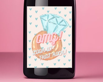 Engagement Gift Wine Label, Personalized Engagement gift, Wedding gift, Bridal shower gift, Couples gift, Engagement Ring, Gift for her