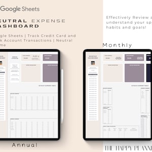 Neutral Expense Dashboard | Google Sheets | Monitor Credit Card and ...