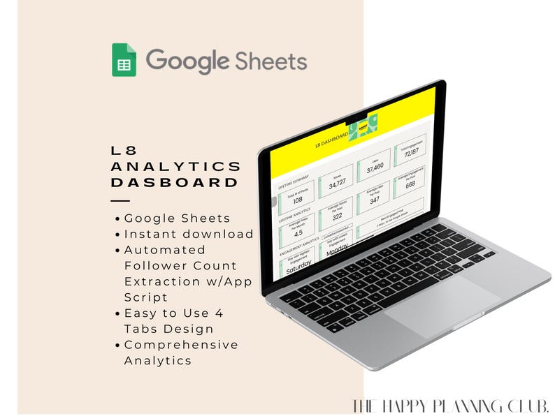 L8 Analytics Dashboard | Google Sheets | Easy to Edit - Etsy