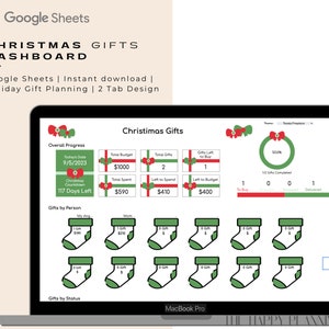 Christmas Gifts Dashboard | Google Sheets | 5 Colors Themes and Customizable