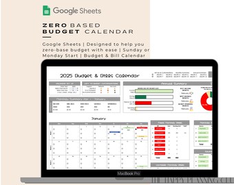 Zero Based Budget and Bill Calendar | Google Sheets | Minimalist Theme | Assign every dollar a Purpose | ADHD Budget