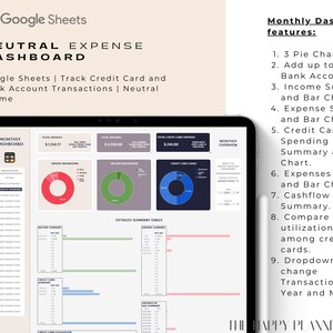 Neutral Expense Dashboard | Google Sheets | Monitor Credit Card and ...
