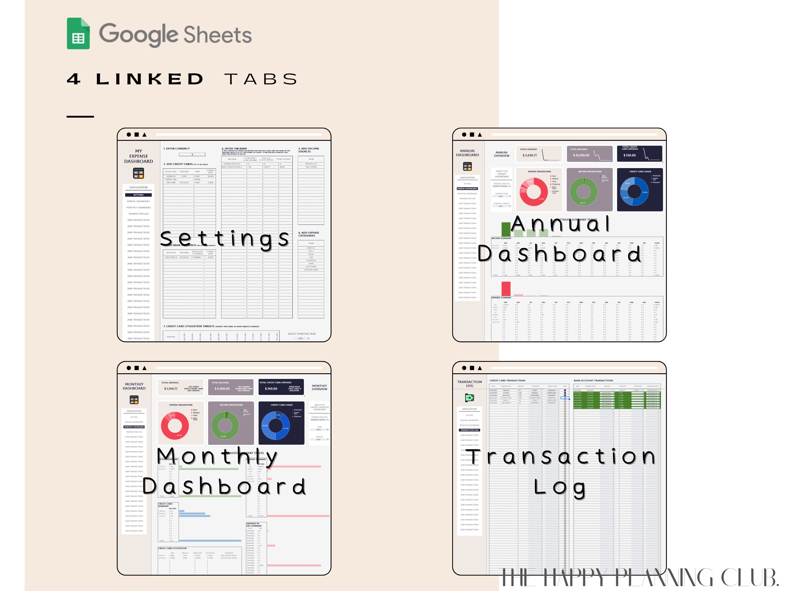 Neutral Expense Dashboard | Google Sheets | Monitor Credit Card and ...