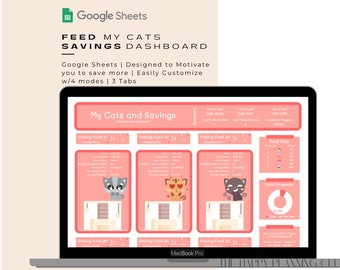 Sinking Fund Dashboard | Google Sheets | 4 Color Modes | Grow and Feed Your Cats