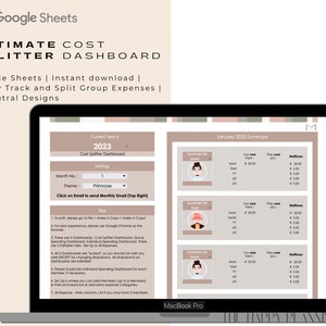 Household, Roommates & Couples Cost Splitter Dashboard | Google Sheets | 4 Neutral Themes | 17 + Currencies