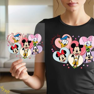 Disneyland Dtf, Disneyland Valentine&#39;s Day Dtf, Ready to Press, Heat Press, Dtf Prints, Disney Mickey And Minnie Mouse Xoxo Valentines DTF