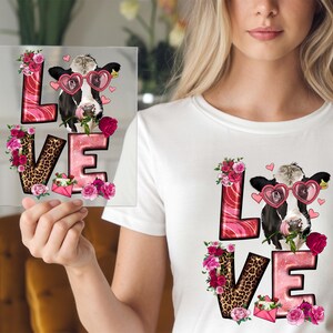 Valentine’s Highland Cow Design, Love Transfer, Highland Cow Love DTF, Western Valentine Print, Valentines Day Heat Press,