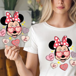 Minnie Valentine Ready To Press, Valentine&#39;s Day Dtf, Love Minnie Dtf, Disney Valentine Dtf Transfer, Mickey Heart Dtf,