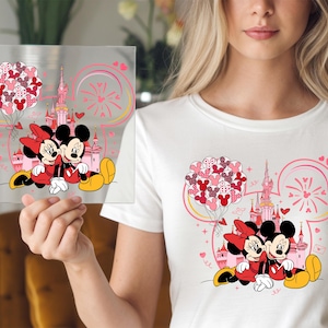 Mickey And Minnie Valentine Kissed Dtf, Heat Press DTF,  Disney&#39;s Lover Dtf, Disneyland Heat Transfer, Valentine&#39;s Day Dtf, Love Minnie Dtf,
