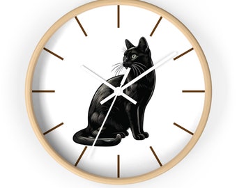 Horloge murale avec dessin de chat