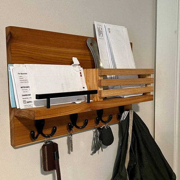 DIY (do-it-yourself) Key holder and mail shelf plan