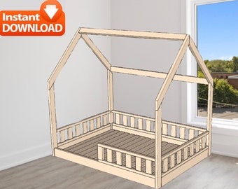 DIY (do-it-yourself) Plan, Montessori bed Full Size with fences!