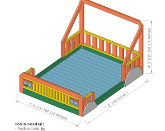 Queen Size Montessori Car Bed - Wooden Floor Bed for Kids & Teens, DIY Build Plans