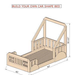 Montessori Car Shape bed for kids / Twin size XL Car bed PDF plan / Twin Size - DIY Kid Bedroom Decor/ (do-it-yourself) project!!!