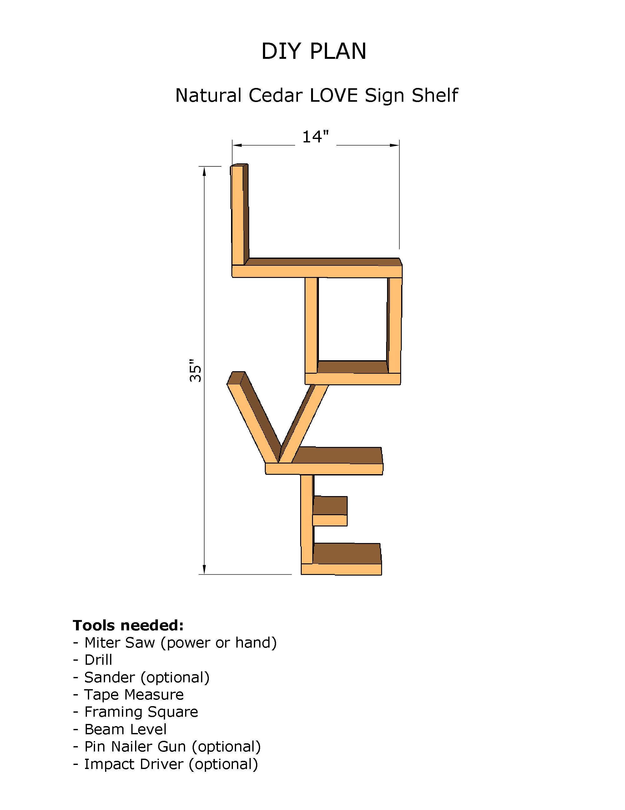 Love Sign/ Love Shelf/ DIY DIGITAL PDF Plan / Cedar Wood Love Sign ...