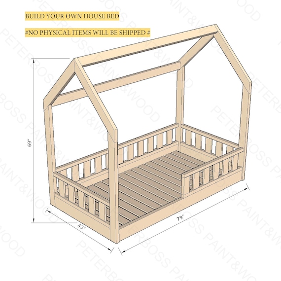 Twin Size House Bed PDF Plan, Montessori DIY Project