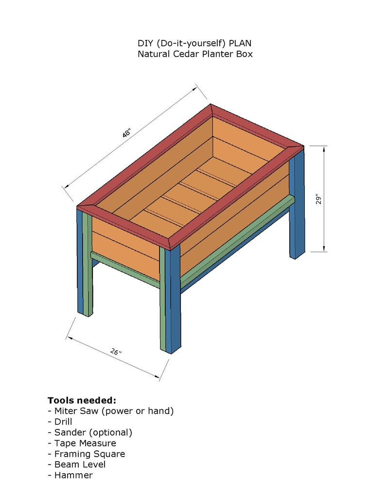 DIY Cedar Raised Garden Bed Plans: Elevated Planter Box (PDF Plan) - Etsy