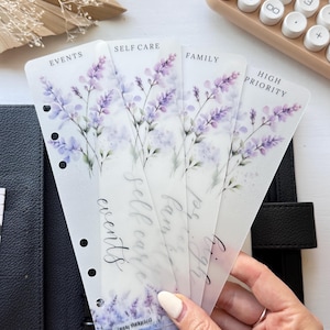 Lavender Fields Bookmarks for A6 Binders | 4 pack