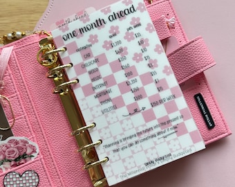 Customizable One Month Ahead Vellum Overlay Dashboard | A6 Budget Binder Savings Goal Tracker