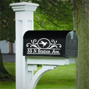 Set of 2 Hummingbird Decals for Mailbox Personalized with Street Address-Custom Made-Choose Your Color