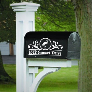 Set of 2 Flamingo Decals for Mailbox Personalized with Street Address-Custom Made-Choose Your Color