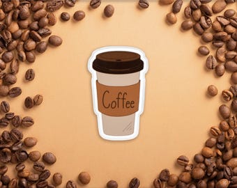 To-Go Coffee Sticker|Coffee Cup Vinyl Sticker|Minimalist Coffee Sticker|Coffee Lover Laptop Sticker|Brown Coffee Tumbler Sticker