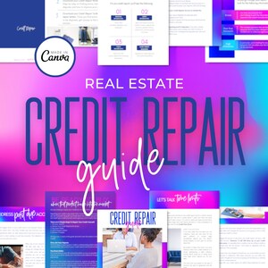 Credit Repair Guide Template | Done for you | Marketing | Realtor | Real estate agent | Home buyer | DIY Credit Repair | Canva Editable