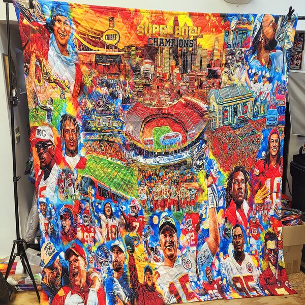 CHIEFS QUILT "Superbowl" Queen 83" x 87"